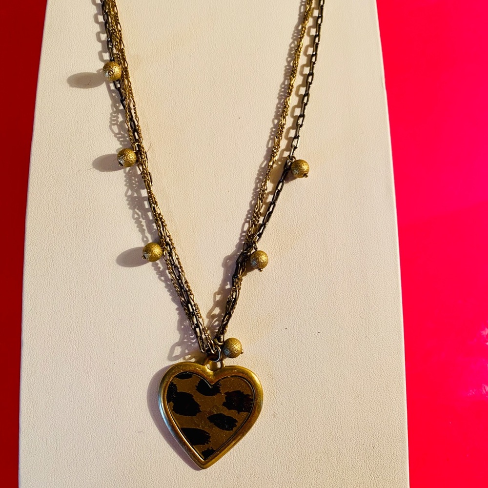 Betsey Johnson Leopard Heart Necklace
